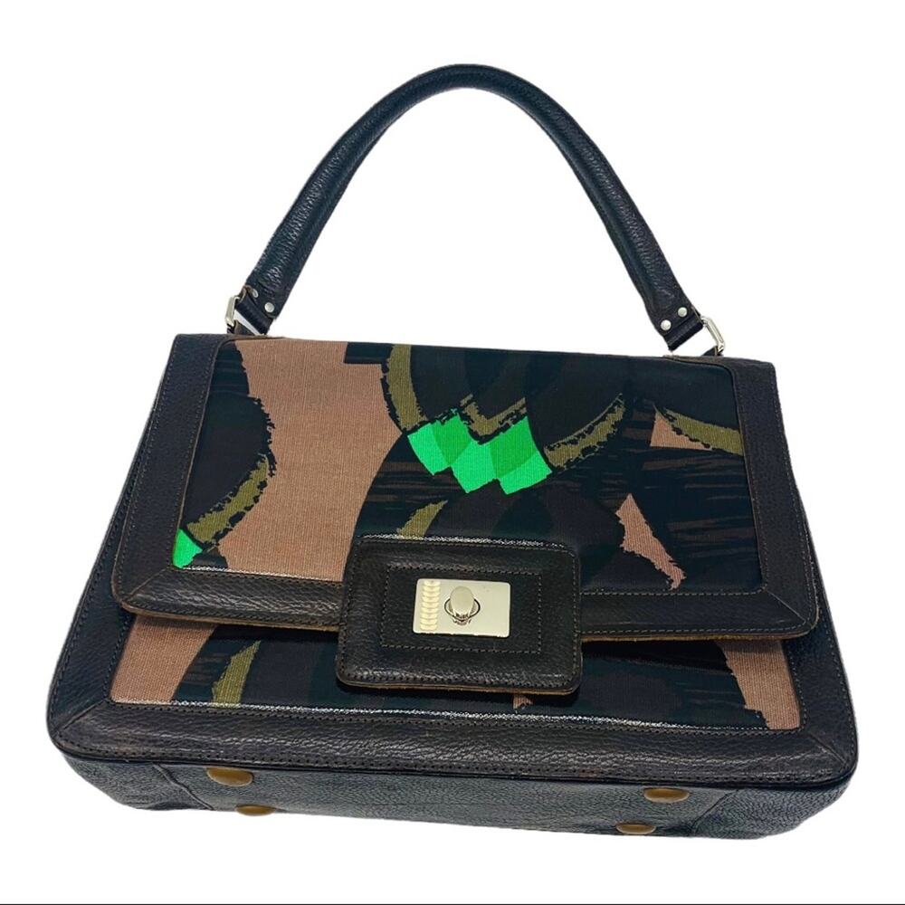 Orla Kiely Brown and Green Satchel - Picture 2 of 15